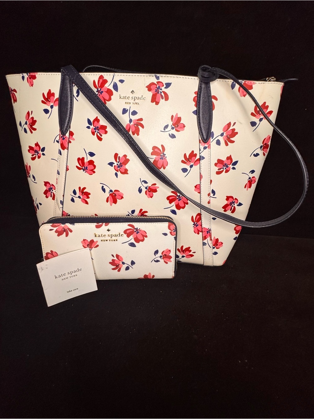 Kate Spade Cara Large Tote & Zip Wallet Set - Tea Garden Toss Floral